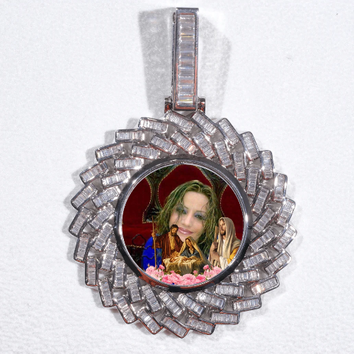 Large 3D Baguette Custom Picture Pendant