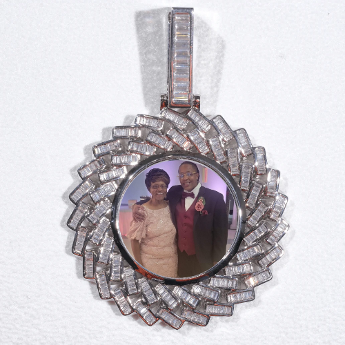 Large 3D Baguette Custom Picture Pendant