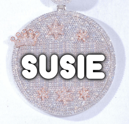 CUSTOM LETTER NECKLACE 3D BIG CROWN DISC