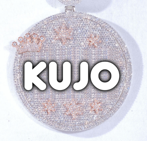 CUSTOM LETTER NECKLACE 3D BIG CROWN DISC