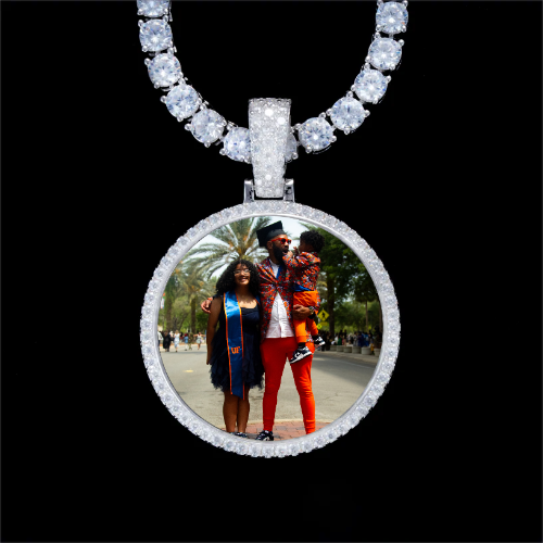 925S & VVS Moissanite 3D Circle Custom Picture Pendant