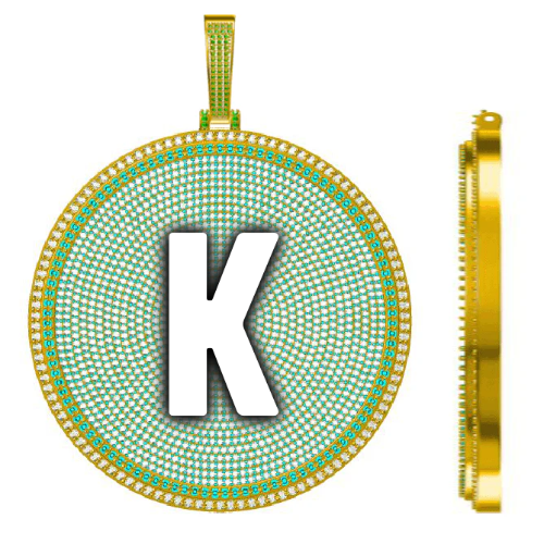 CUSTOM LETTER NECKLACE 3D BIG DISC