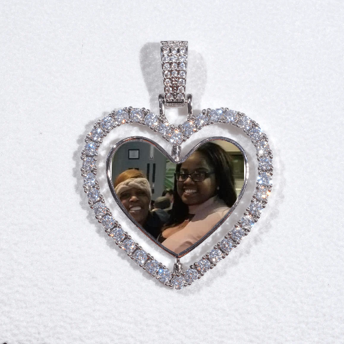 3D Spinning 2-Faced Heart Custom Picture Pendant