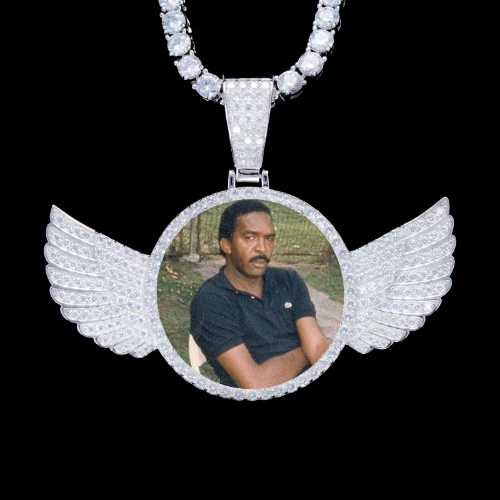 925S & VVS Moissanite 3D Wing Custom Picture Pendant