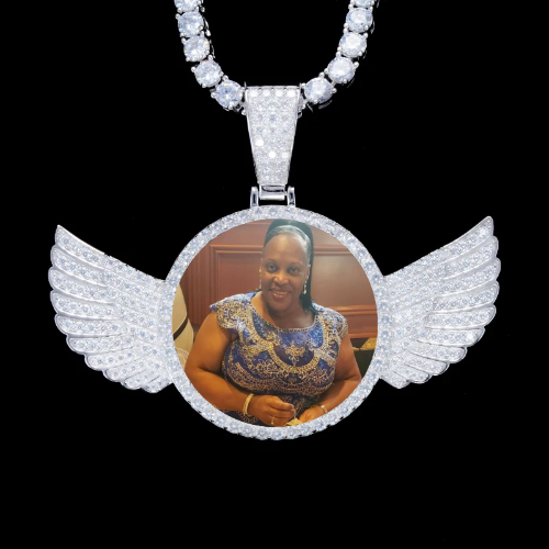 925S & VVS Moissanite 3D Wing Custom Picture Pendant