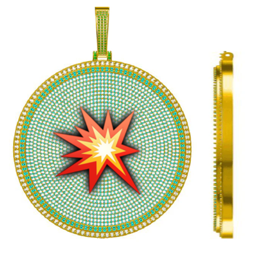 CUSTOM LETTER NECKLACE 3D BIG DISC