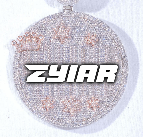 CUSTOM LETTER NECKLACE 3D BIG CROWN DISC