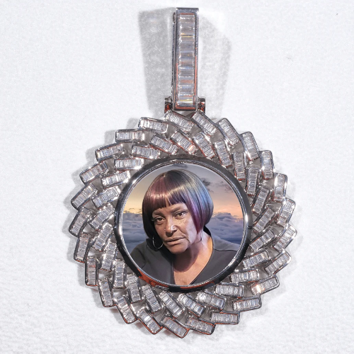 Large 3D Baguette Custom Picture Pendant