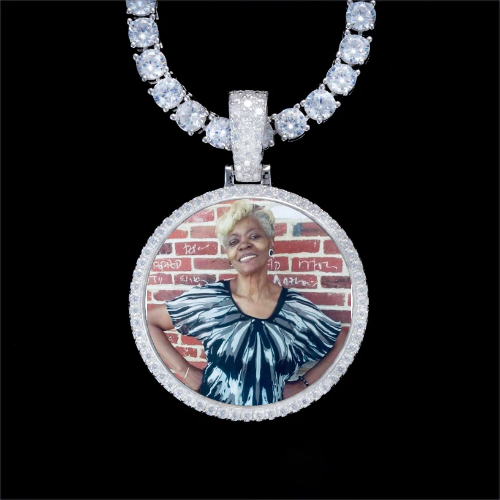 925S & VVS Moissanite 3D Circle Custom Picture Pendant