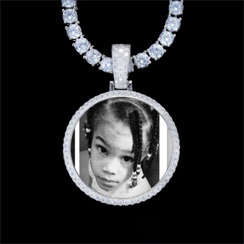 925S & VVS Moissanite 3D Circle Custom Picture Pendant