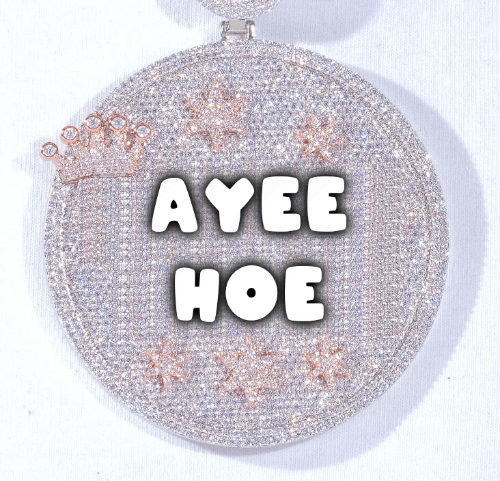 CUSTOM LETTER NECKLACE 3D BIG CROWN DISC
