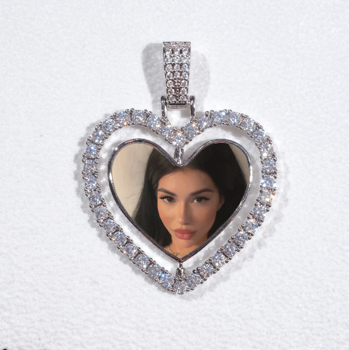 3D Spinning 2-Faced Heart Custom Picture Pendant