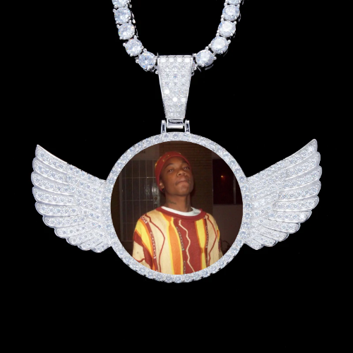 925S & VVS Moissanite 3D Wing Custom Picture Pendant