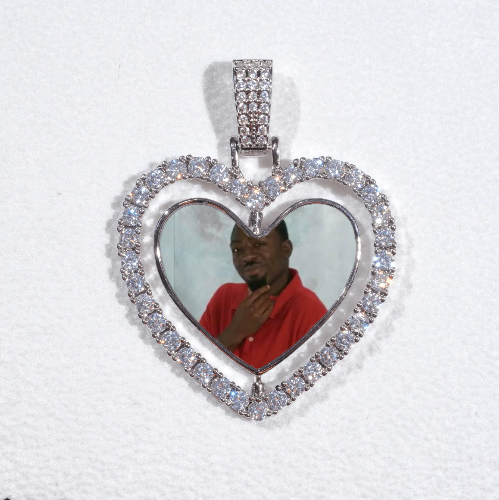 3D Spinning 2-Faced Heart Custom Picture Pendant