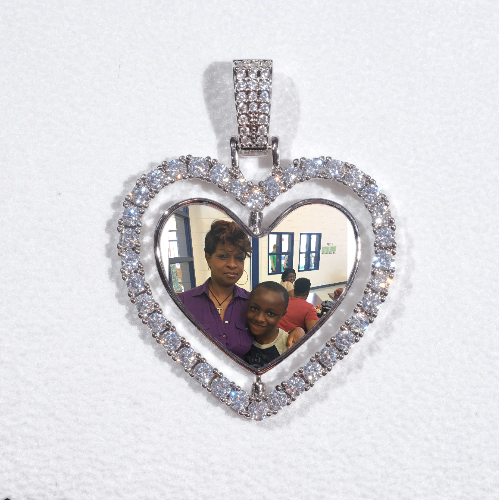 3D Spinning 2-Faced Heart Custom Picture Pendant