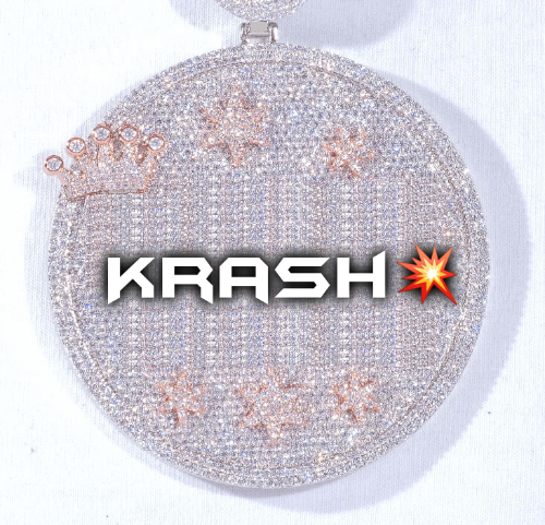 CUSTOM LETTER NECKLACE 3D BIG CROWN DISC