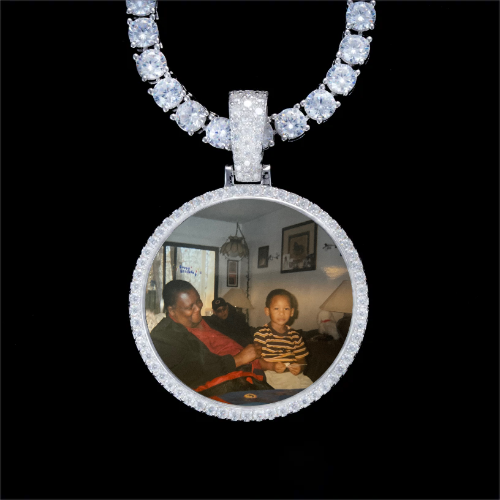 925S & VVS Moissanite 3D Circle Custom Picture Pendant