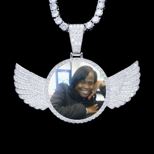 925S & VVS Moissanite 3D Wing Custom Picture Pendant