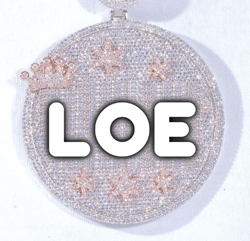CUSTOM LETTER NECKLACE 3D BIG CROWN DISC