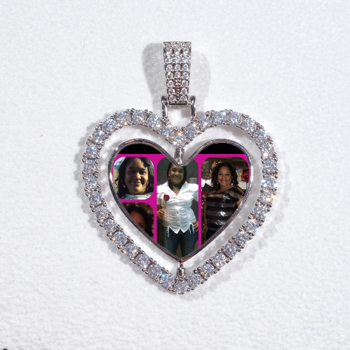 3D Spinning 2-Faced Heart Custom Picture Pendant