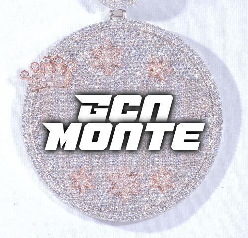 CUSTOM LETTER NECKLACE 3D BIG CROWN DISC