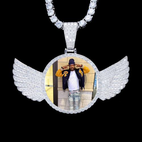925S & VVS Moissanite 3D Wing Custom Picture Pendant