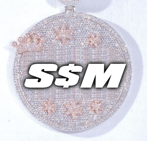 CUSTOM LETTER NECKLACE 3D BIG CROWN DISC