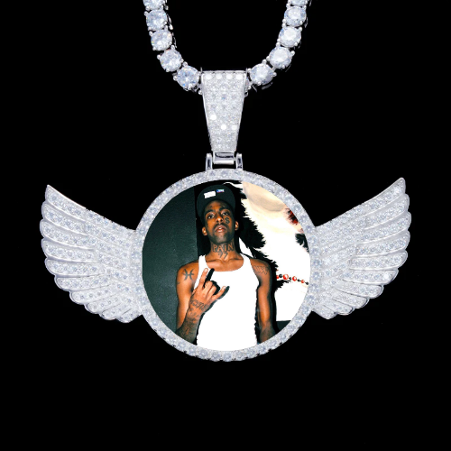 925S & VVS Moissanite 3D Wing Custom Picture Pendant