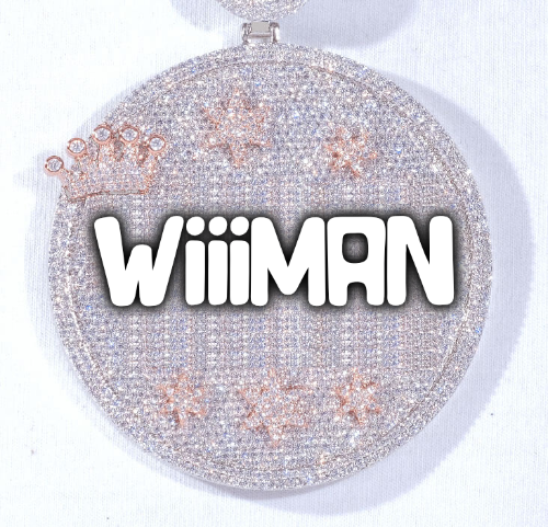 CUSTOM LETTER NECKLACE 3D BIG CROWN DISC