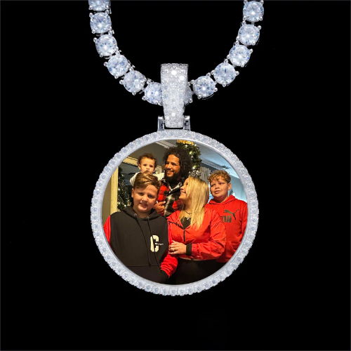 925S & VVS Moissanite 3D Circle Custom Picture Pendant