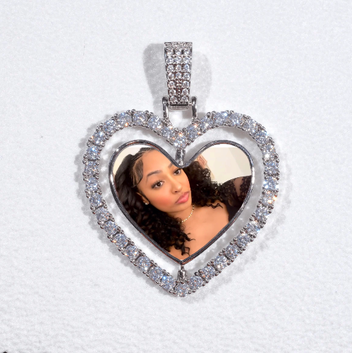 3D Spinning 2-Faced Heart Custom Picture Pendant