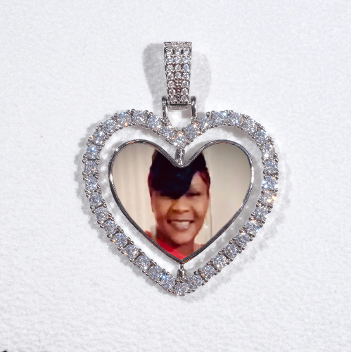 3D Spinning 2-Faced Heart Custom Picture Pendant