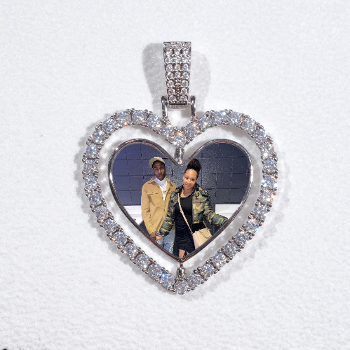3D Spinning 2-Faced Heart Custom Picture Pendant