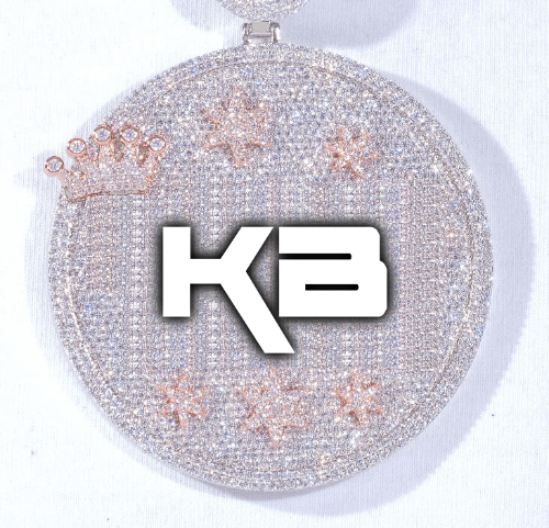 CUSTOM LETTER NECKLACE 3D BIG CROWN DISC