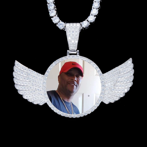 925S & VVS Moissanite 3D Wing Custom Picture Pendant
