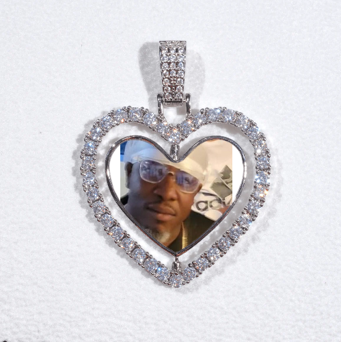 3D Spinning 2-Faced Heart Custom Picture Pendant