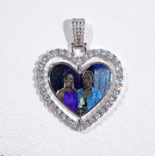 3D Spinning 2-Faced Heart Custom Picture Pendant