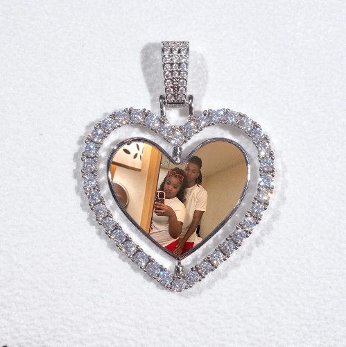 3D Spinning 2-Faced Heart Custom Picture Pendant
