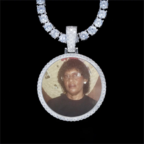 925S & VVS Moissanite 3D Circle Custom Picture Pendant