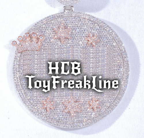 CUSTOM LETTER NECKLACE 3D BIG CROWN DISC