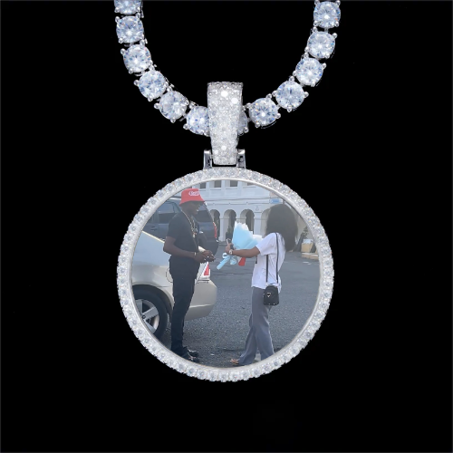925S & VVS Moissanite 3D Circle Custom Picture Pendant