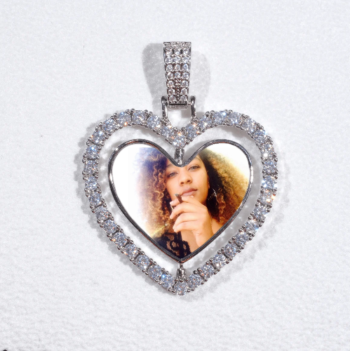 3D Spinning 2-Faced Heart Custom Picture Pendant