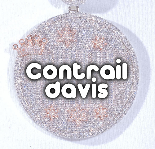 CUSTOM LETTER NECKLACE 3D BIG CROWN DISC