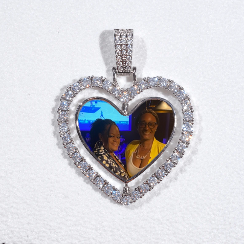 3D Spinning 2-Faced Heart Custom Picture Pendant