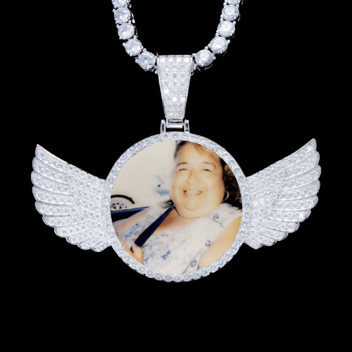 925S & VVS Moissanite 3D Wing Custom Picture Pendant