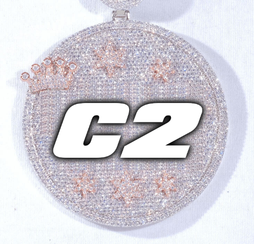 CUSTOM LETTER NECKLACE 3D BIG CROWN DISC