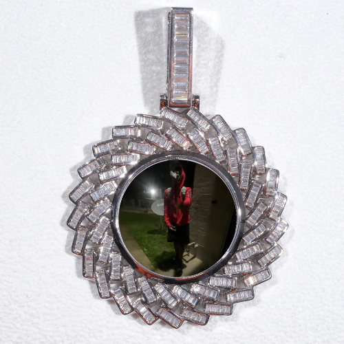 Large 3D Baguette Custom Picture Pendant