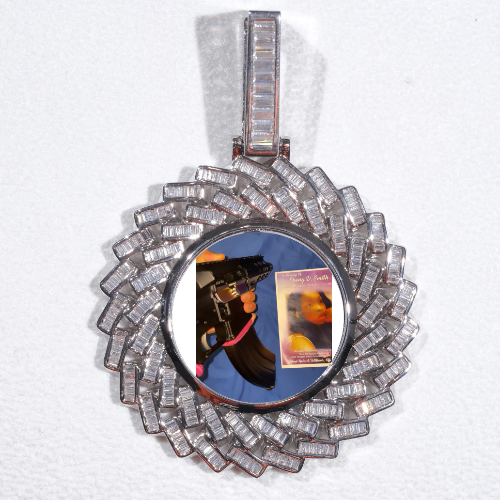 Large 3D Baguette Custom Picture Pendant