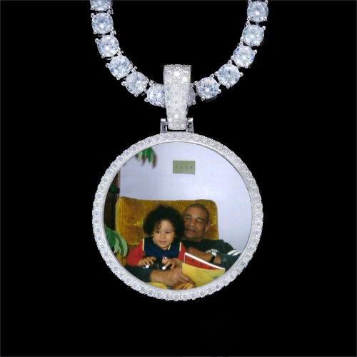 925S & VVS Moissanite 3D Circle Custom Picture Pendant