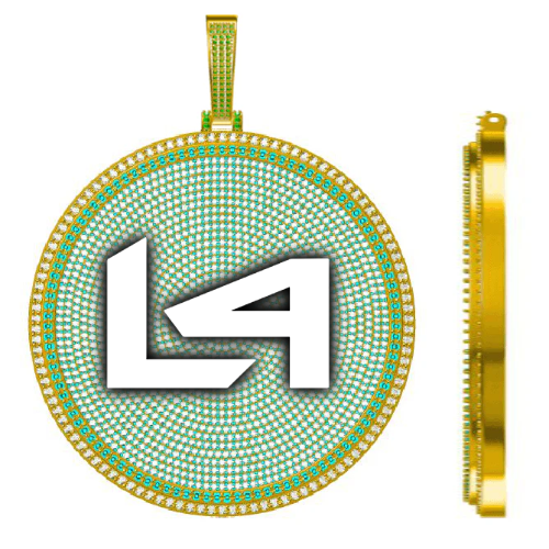 CUSTOM LETTER NECKLACE 3D BIG DISC